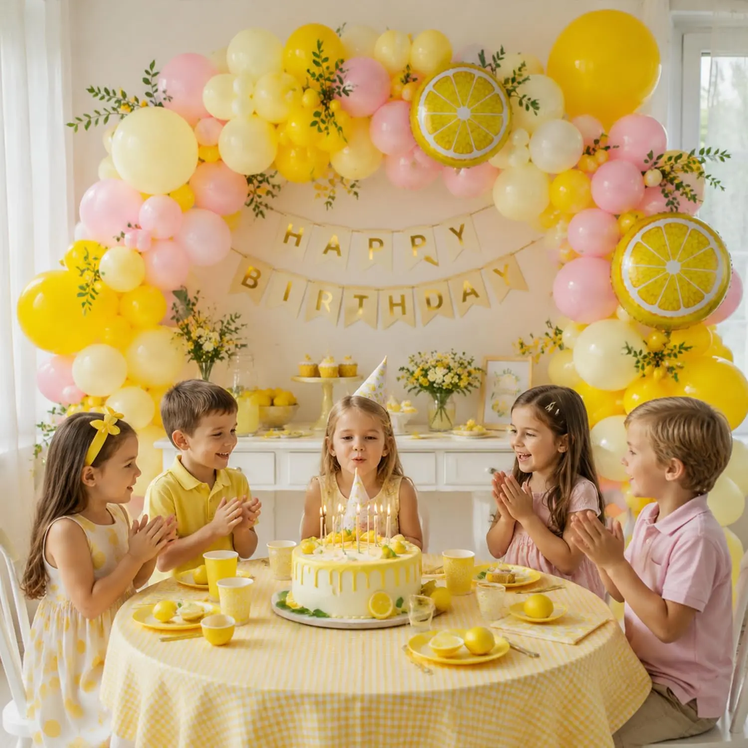 Pink and Yellow Lemon Balloon Arch Kit,Freshly Graduated Lemon Decor |     Pastel Yellow Light Pink Balloons for Summer Lemon Birthday Bridal Shower Lemonade Wedding Party Decorations