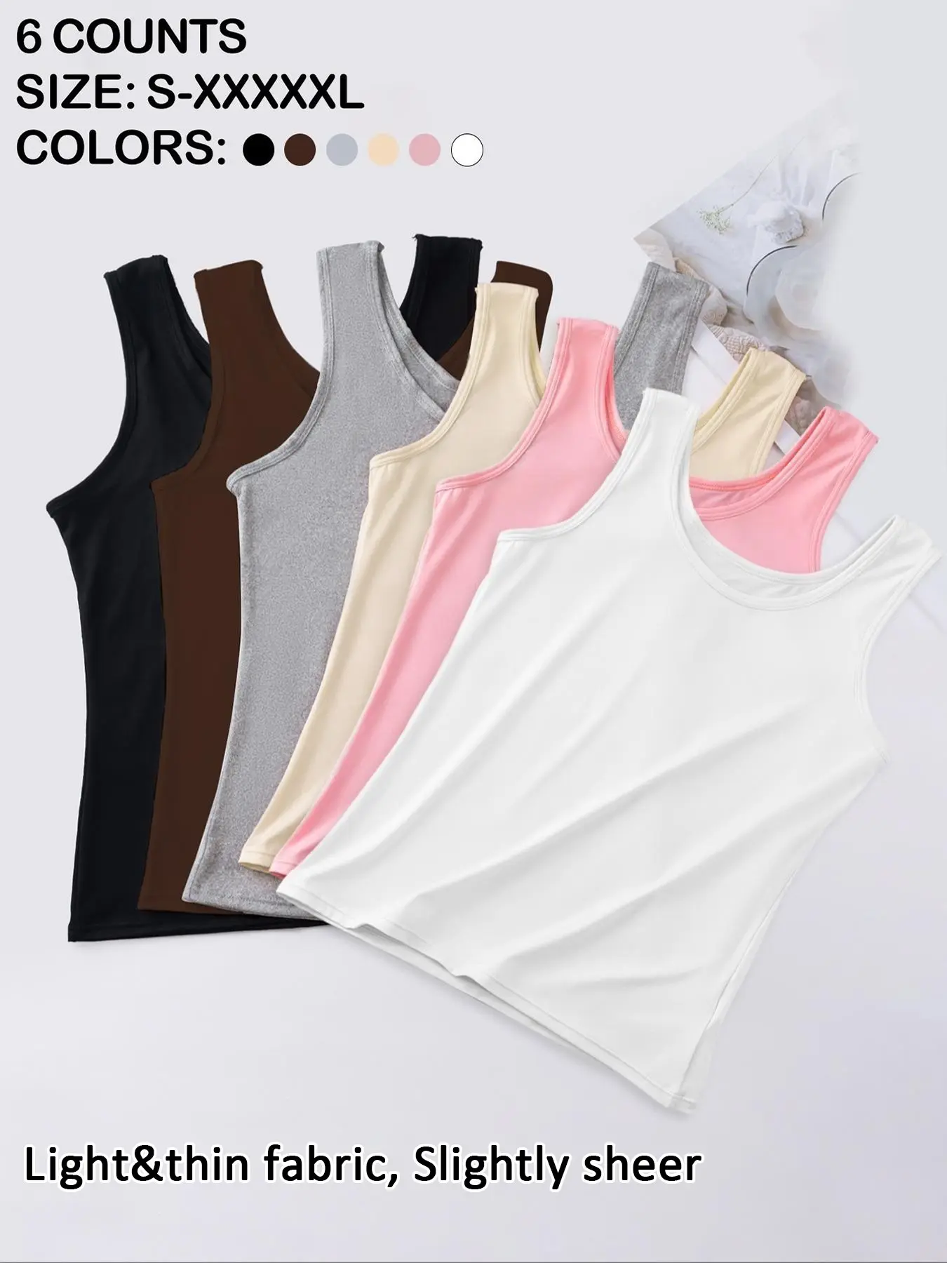 4/6 Pack Women's Mixed Color Tank Tops, Casual Fitted Backless Design, Plain Surface, All-Season Wear, Ideal for Daily, Minimalist