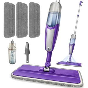 18ACTIVEKITSpray Mop for Hardwood Floors Cleaning with 3 Washable Pads, Microfiber Wet Mops with Sprayer for Home Kitchen Tile Wood Vinyl Laminate Floor Dust Cleaning,16.9 oz Refillable Bottle, Purple
