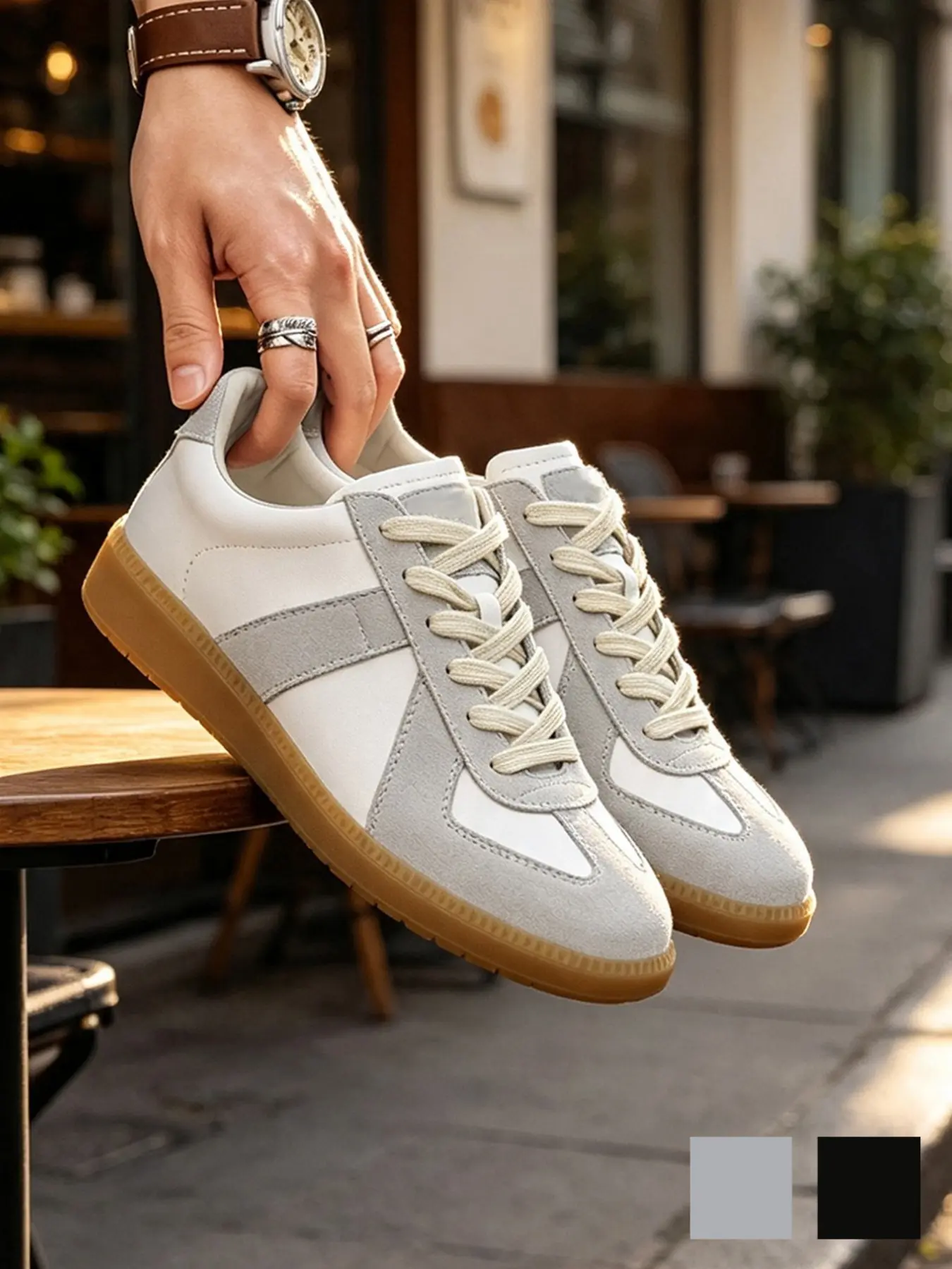 Men's German Army Style Trainers, GAT Casual Shoes  Retro Fashion Style, Lightweight Comfortable, Suede Patchwork Leather Sneakers, Casual Wear Walking Sneakers GAT Casual Shoes