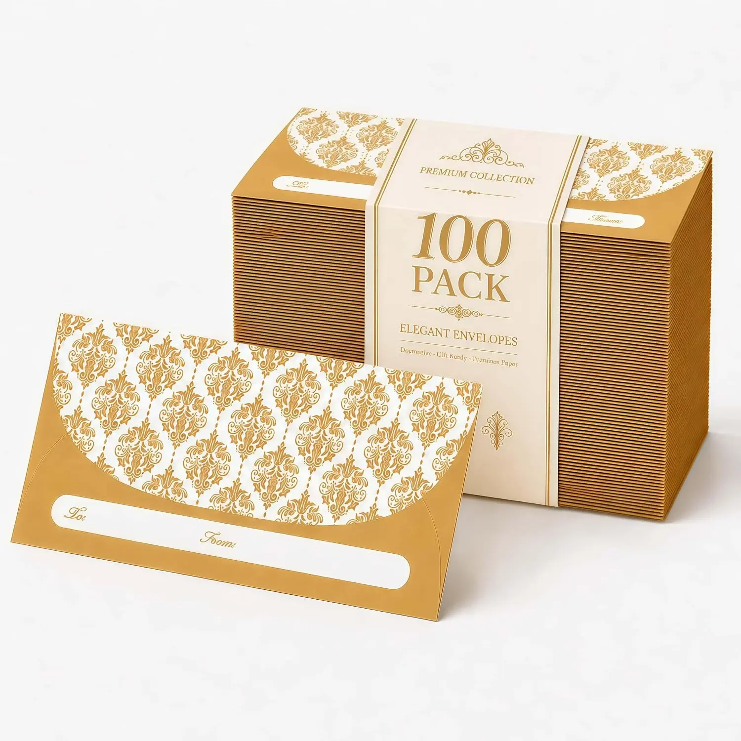Bulk Pack Synthetic Paper Gift Envelopes (100-Count, 7x3 in) - Fancy Pattern Adhesive Seal Holders for Christmas, Weddings, Office Stationery Supplies