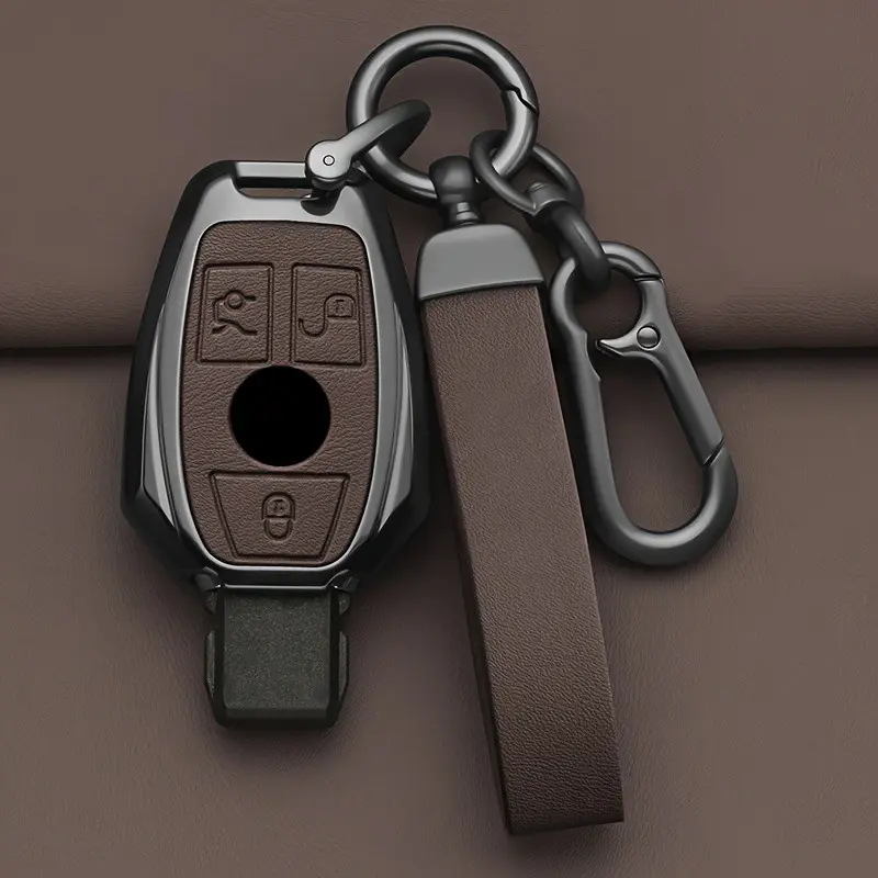Alloy Style Car Key Case Cover Shell Fob for Mercedes-Benz, 2-3 Buttons, Fits a B G R Class, Gla Glk W176 W204 W251 W463