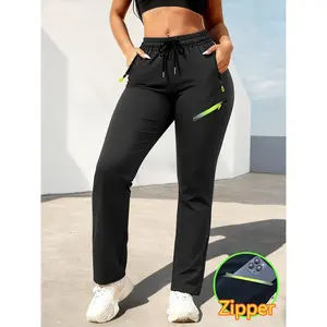Women's Sports Pants, Casual and Fashionable Solid Color Straight Leg Pants, Outdoor Jogging Sports Pants, Gym Yoga, Suitable for Wearing All Day Long Women's Clothing