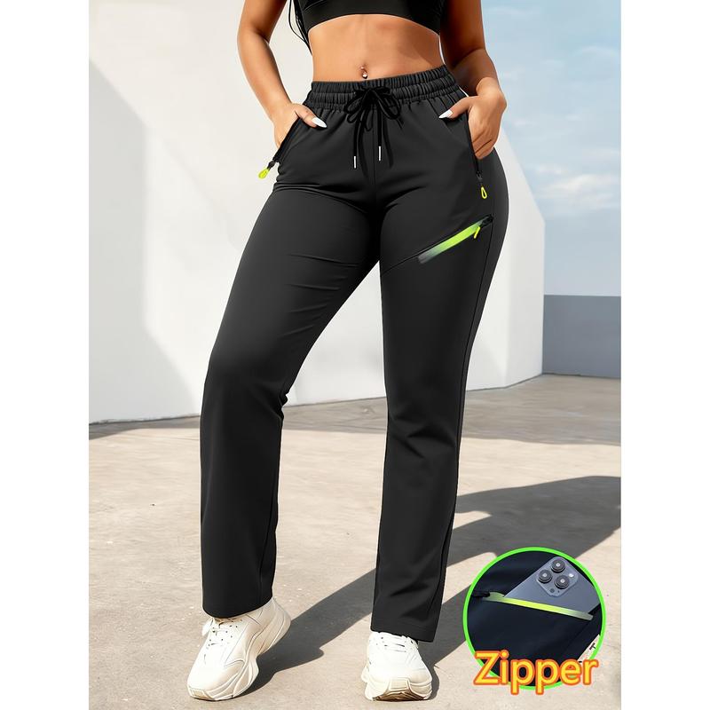 Women's Sports Pants, Casual and Fashionable Solid Color Straight Leg Pants, Outdoor Jogging Sports Pants, Gym Yoga, Suitable for Wearing All Day Long Women's Clothing