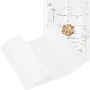 50 Pack Vellum Jackets for 5x7 Invitations, 115GSM Translucent Pre-Folded Vellum Paper Invitations Jackets, Luxury Wedding Invitation Accessories