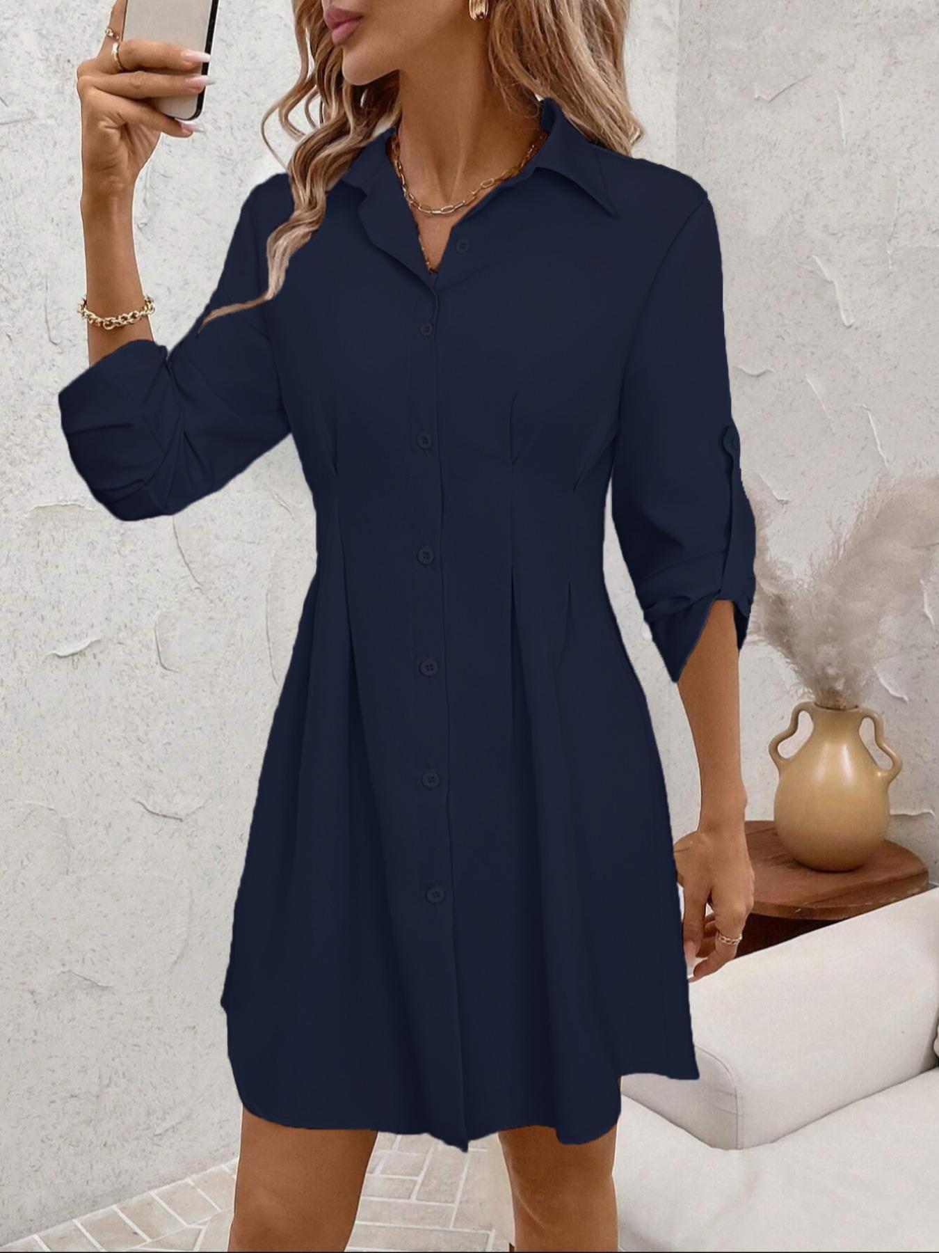 Women's Floral Print Shirt Dress, Casual Long Sleeve Collared Dress for Summer, Ladies Clothes for Daily Wear, Boho Style Dresses