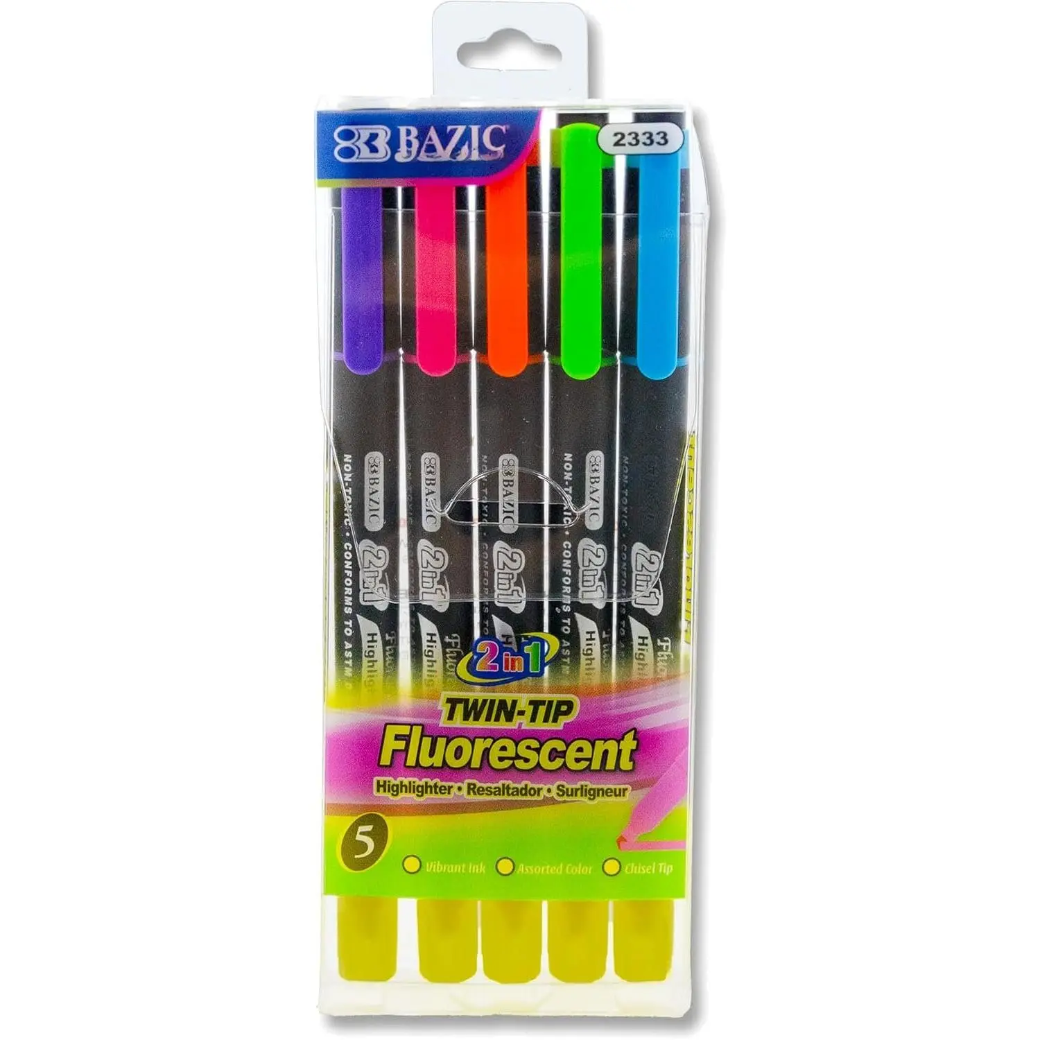 Double Tip Neon Highlighters, Chisel Tip Broad Fine Line, Unscented Quick Dry, Highlighting Underlining Coloring Sketchbook Text Books, for  School Office (5/Pack), 1-Pack | chisel tips, double-tip fluorescent highlighters, Quick-dry,  ink, ASTM D-4236