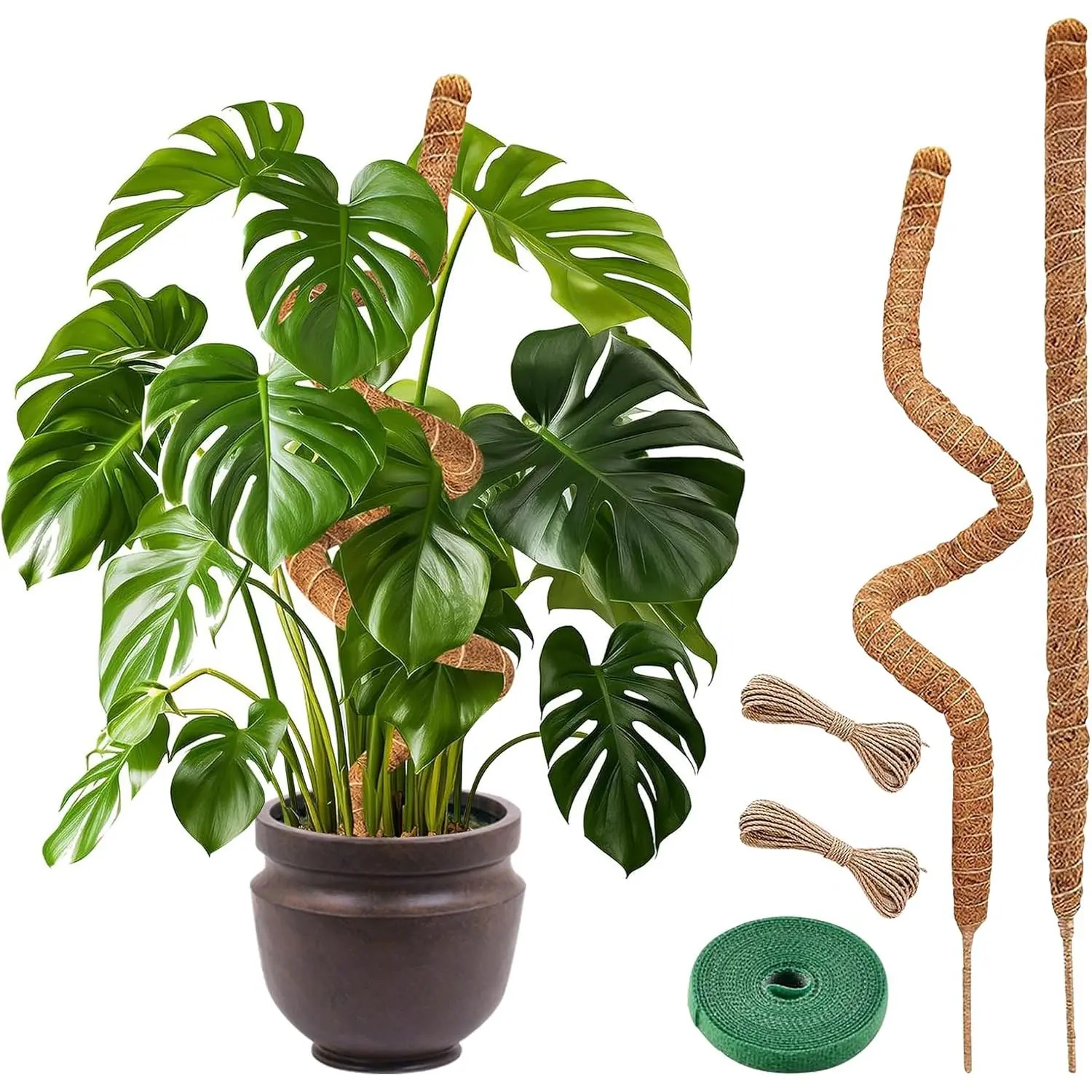 Sticks Support Tall – Large Moss Pole Monstera  Support 48 Inch (1 Pack), Bendable Tall Moss Pole for , Indoor Climbing Pole, Easy to Shape and Use