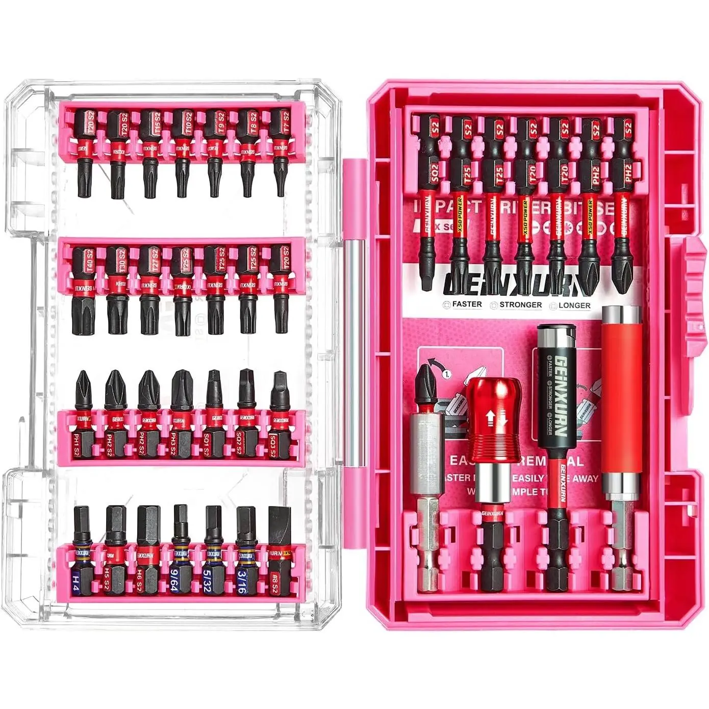 40 count   Bits Set,  S2 Steel Phillips/Slotted/Square/Torx Insert Power Bits Tips,  Bit Holder with  Storage Box Case