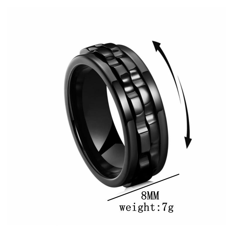 Anxiety Rings for Women and Men Titanium Steel Spinner Fidget Band Rings with Cubic Zirconia for Stress Relief and Wedding Promise Comfort Fit Size 6 to 12