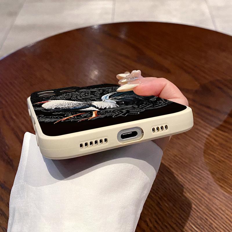 Straight Edge Majestic Rooster Pattern Phone Case for iPhone 16 E 15 14 Pro Max 13 12 11 XR XS Plus Shockproof Drop Protective Rugged Durable Silicone Cover