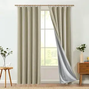 Textured Linen-Blend Solid Lined 3-in-1 Curtains