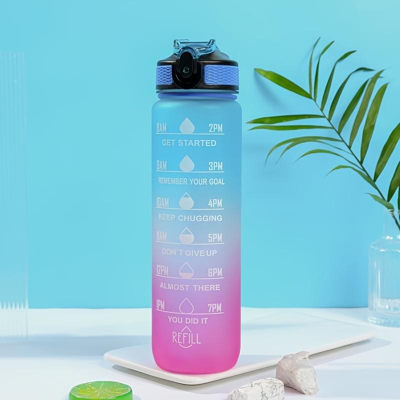 Leak-Proof Sporty Travel Water Bottle, Gradient Color Fitness Cup, Portable Hydration with Motivational Quotes, Ideal for Summer & Fall