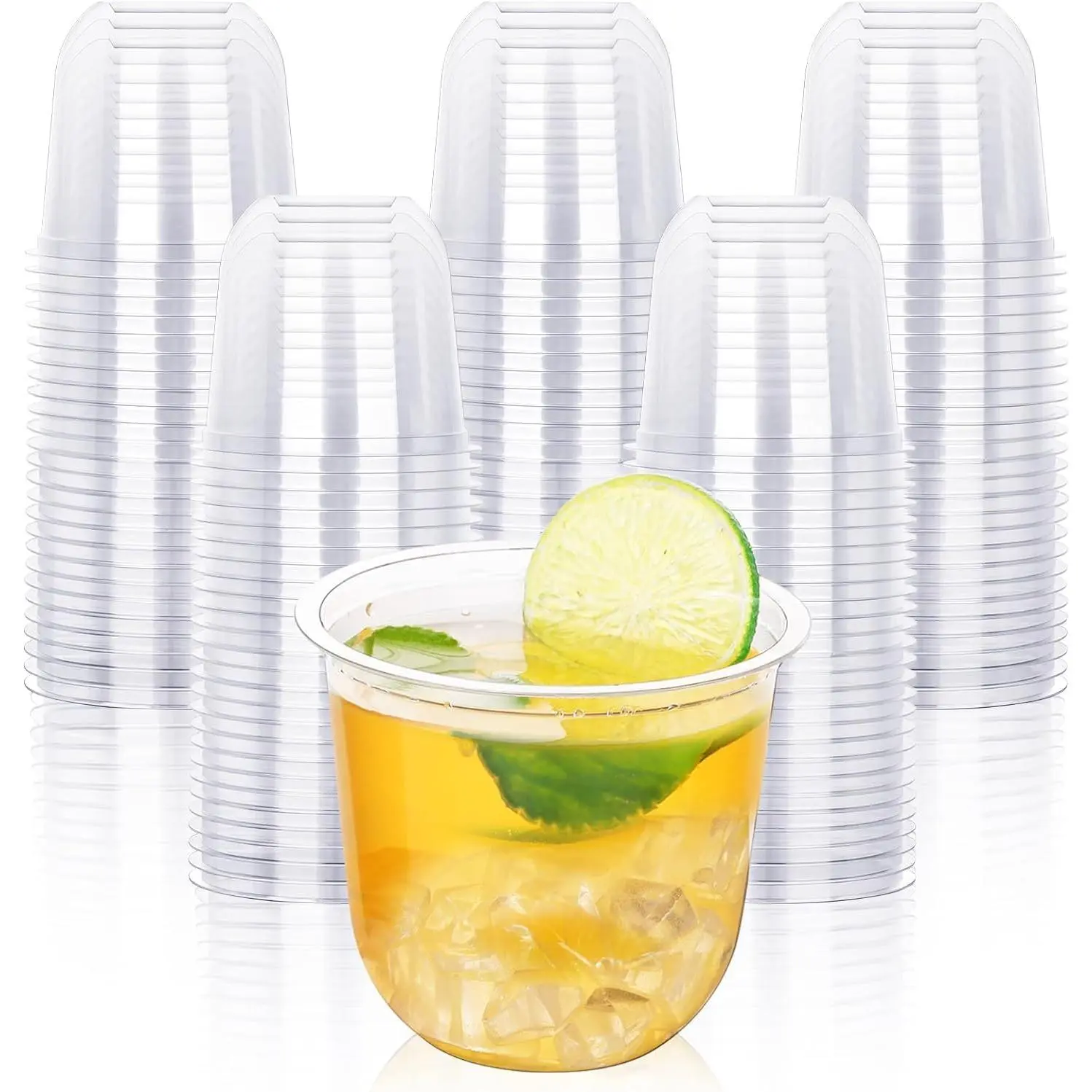 100 Pcs Disposable Stemless Glasses 12oz Crystal Plastic Wine Glasses Clear Classic Cup for Meeting Weddings Birthdays Cocktail Christmas Party Supplies