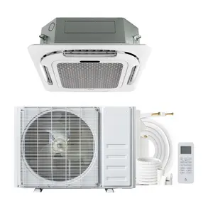 Powerful 24000 BTU Ceiling Cassette Central Air Conditioner – 8-Way 360° Airflow – Quiet & Energy Efficient – Ductless Cooling & Heating – Dehumidifier – Easy Install – Remote Included – 208/230V – Home or Office Use