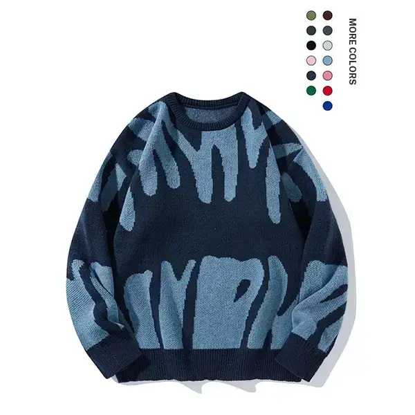 Men's Patterned Long Sleeve Graphic Knit Cardigan - Menswear Round Neck Soft Top, Warm Fashionable, Suitable for Home Leisure, Friends Shopping, Outerwear/Innerwear, Style NO:2226
