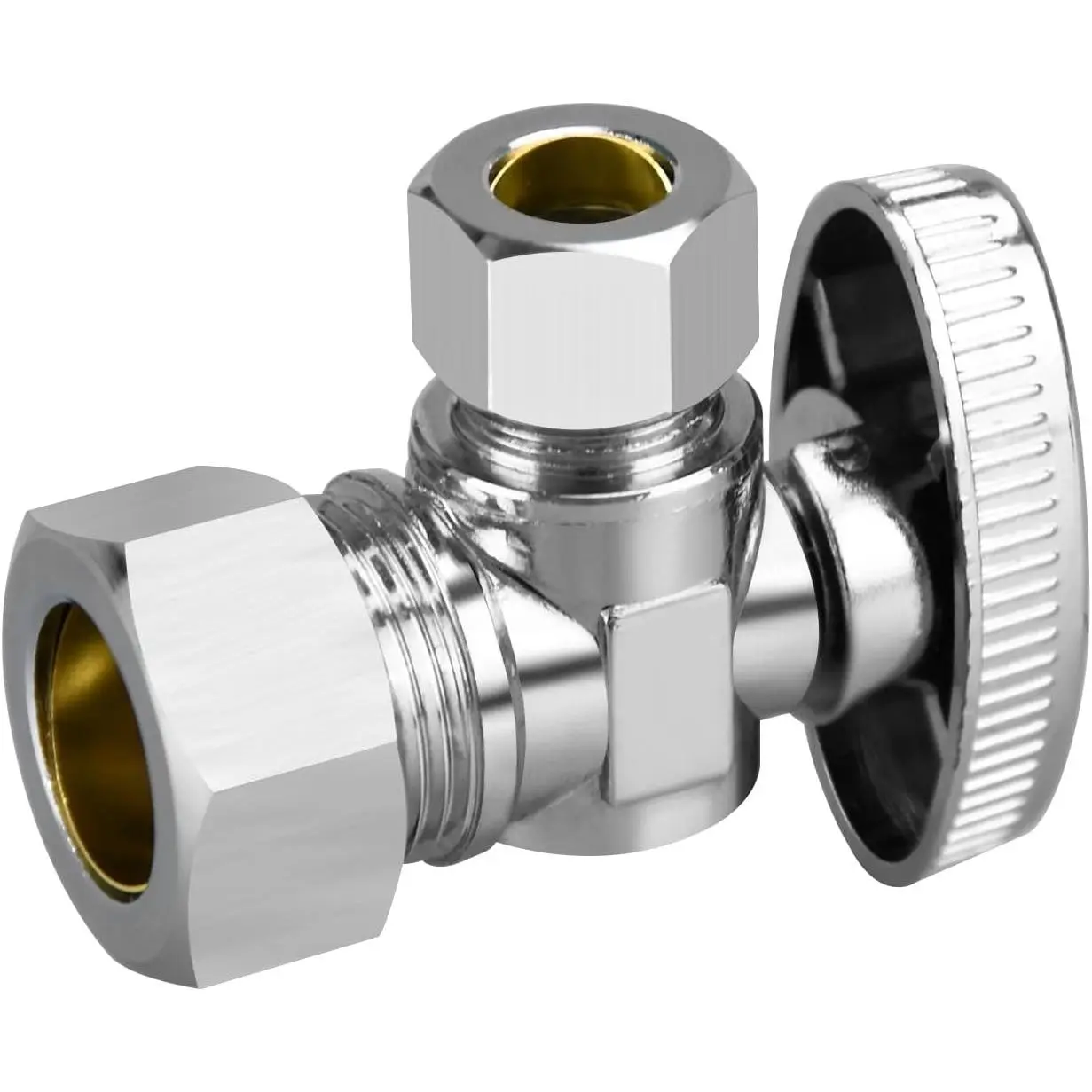Angle Stop Valve, 1/2" Nominal (5/8" OD Comp.) Angle × 3/8" OD Compression | for Kitchen, Faucet, Toilet Valves