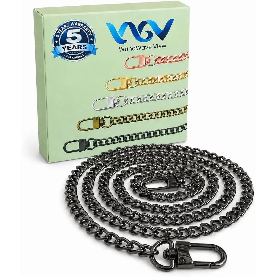 Black Purse Chain Straps 48.4", Iron  Crossbody  Bag Chains, Metal Chain for Handbag, Purse, Clutch & DIY