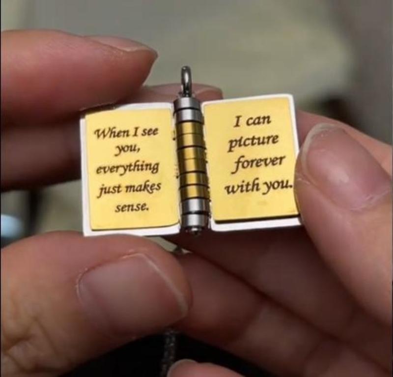 Best Love Ever Book Necklace - Personalized 6-Page Engraved Pendant with Hidden Messages, Openable Flip Design | Adjustable Silver & 18k Gold | Perfect Valentine's Day, Anniversary, Birthday Gift for Lover - A Timeless Love Letter Close To Their Heart