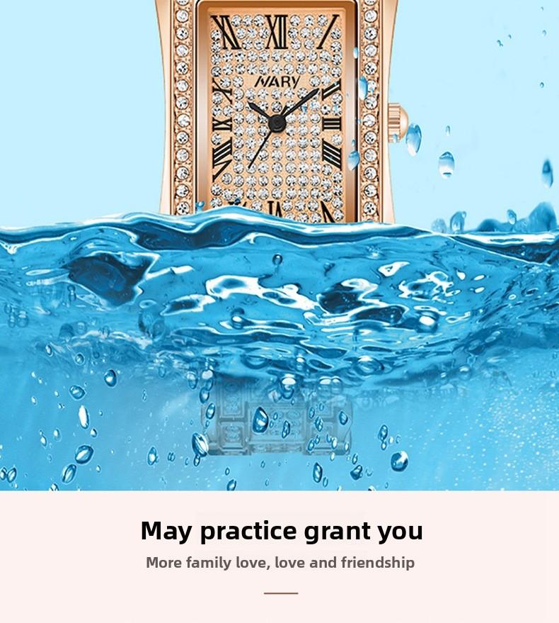 Women's Luxury Rose Gold Rectangle Quartz Watch - Fully Iced Out Diamond Encrusted Wristwatch with Roman Numerals, Stainless Steel Band, Elegant Dress Watch, Perfect Gift for Her