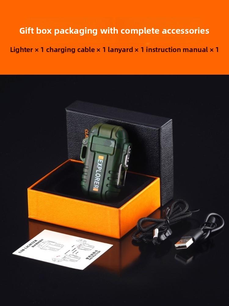 Flamingo F12 Waterproof Dual Arc Outdoor Camping Windproof Lighter USB Rechargeable Lighter