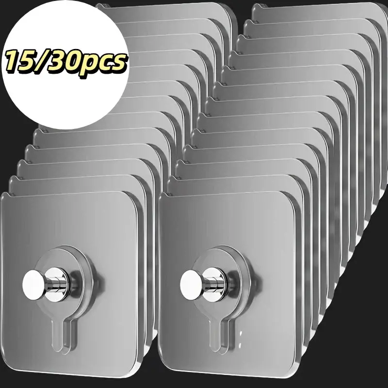 15/30 Self-Adhesive Transparent Photo Hooks, No Drilling Strong Adhesive Wall Mounts, Poster Hanging Clips for Home Decor