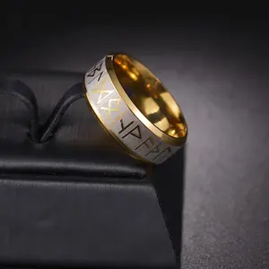 1pc 8mm Nordic Odin Rune Ring for Men, 201 Stainless Steel Amulet Engraved with Text Fashion Jewelry Suitable as Wedding and Valentine's Day Birthday Gift, Men's Jewelry, Stylish Ring, Masculine Jewelry, Durable Jewelry, Hypoallergenic Metal, Mens Amulet