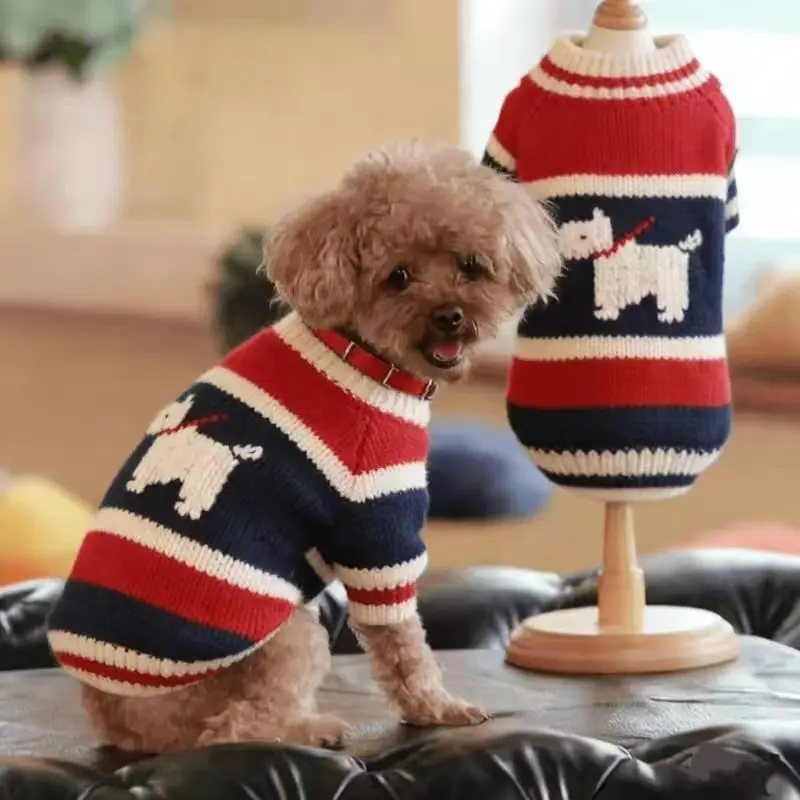 Dog Knit Sweater for Small Dogs, Puppy Winter Coat, Warm Soft Pet Holiday Clothing, Suitable for Medium-Small Cats and Dogs