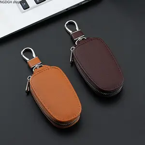 Mini Key Case - Leather Oval Zipper Key Fob Holder for Car Keys, Compact Clip Pouch for Men Women, Everyday Practical Fashion Accessory & Key Organizer