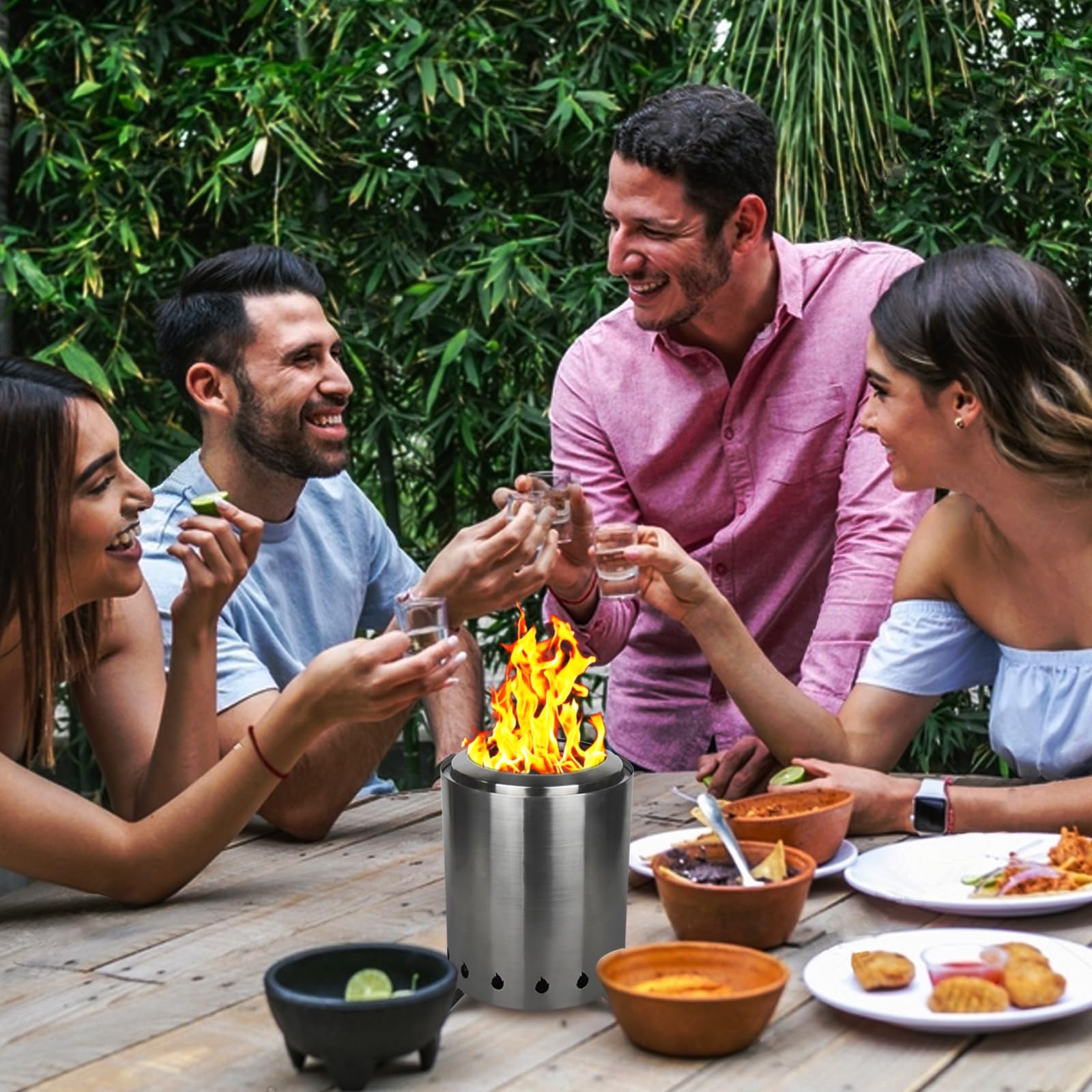 Outdoor Tabletop Fire Pit with Stand, Mini Fire Pit with Travel Bag, Portable Fire Pit, Low Smoke Stove, Suitable for Urban Yard Parties and Suburban Camping, Valentine's Day Gift