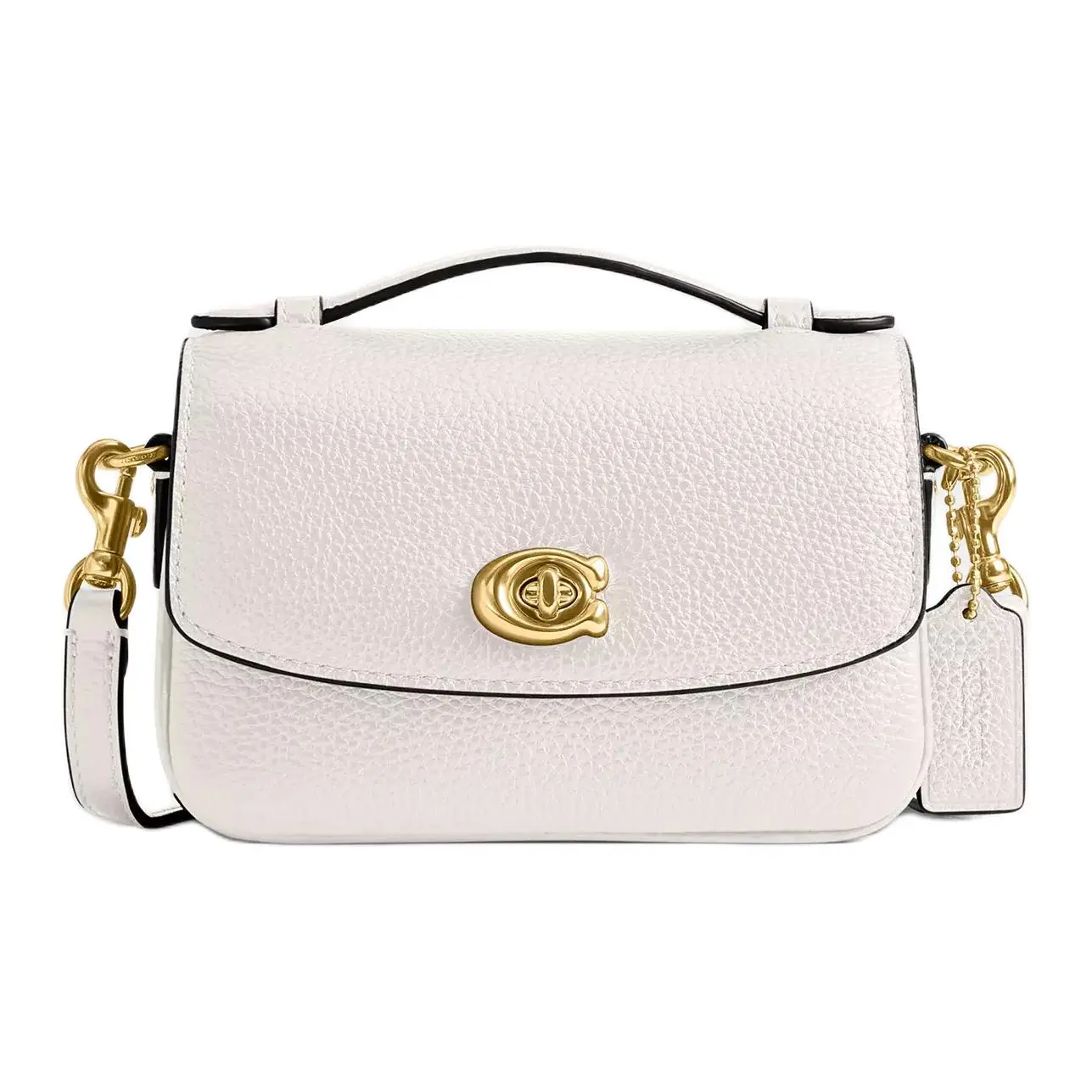 COACH Cassie 17 Crossbody Handbag for Women – Pebbled Leather, Detachable Strap, Chalk White