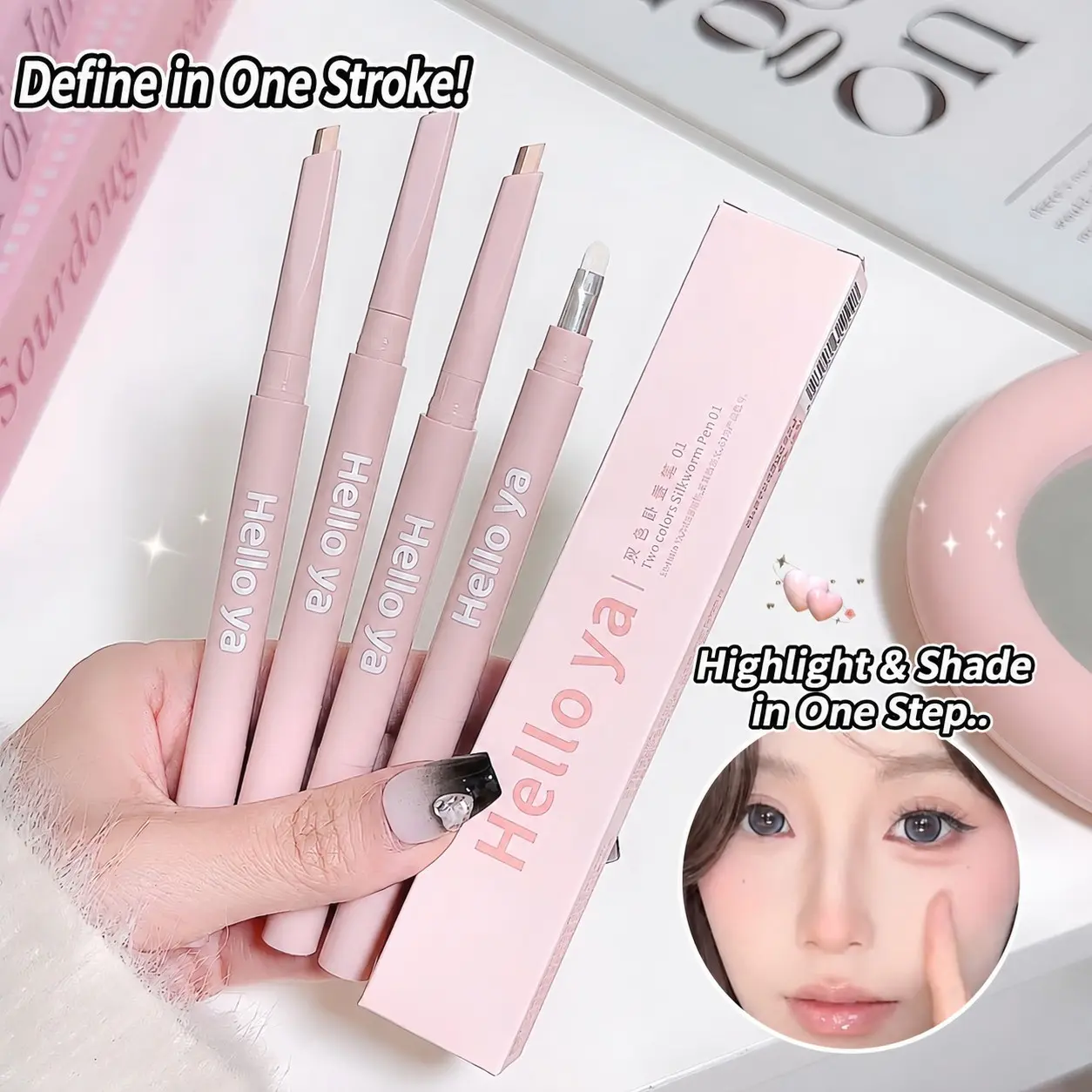 Dual-Color Waterline Pencil, Natural Highlighting Effect, Long-Lasting Waterproof Formula, Perfect for Eye Makeup & Daily Use