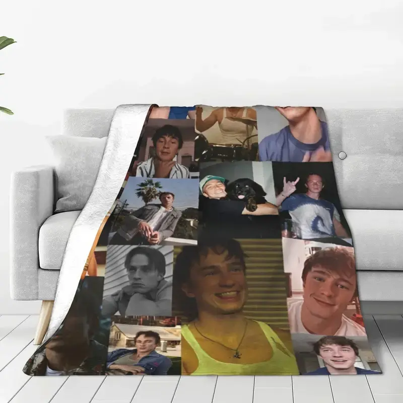 Drew Starkey Photo Collage Blankets Rafe Cameron Actor Flannel Throw Blankets Home Couch Personalised Ultra-Soft Warm Bedspreads