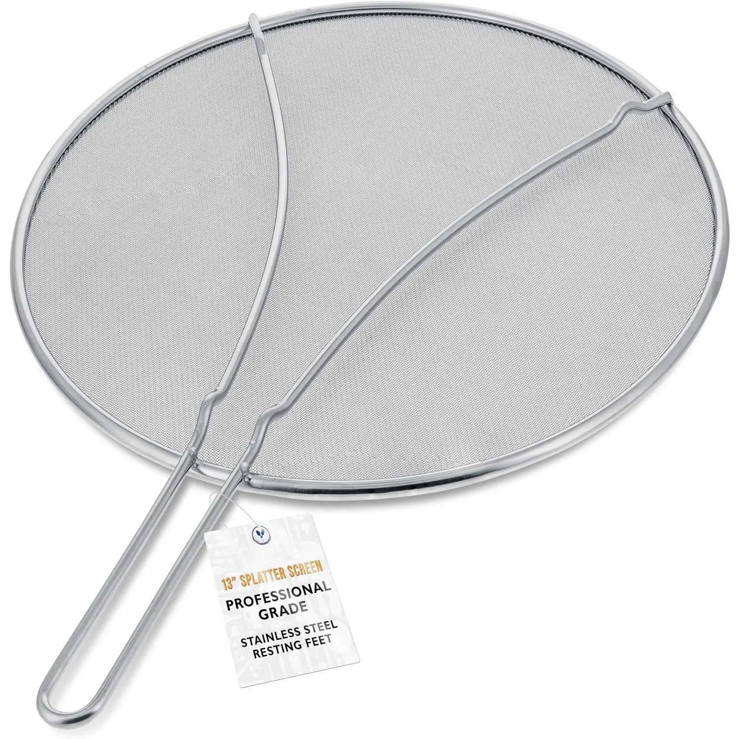 Stainless Steel Splatter Guard 13" Fine Mesh Cover,  & Oil, Splatter Screen for Frying Pan, Cooking Pots, with Resting