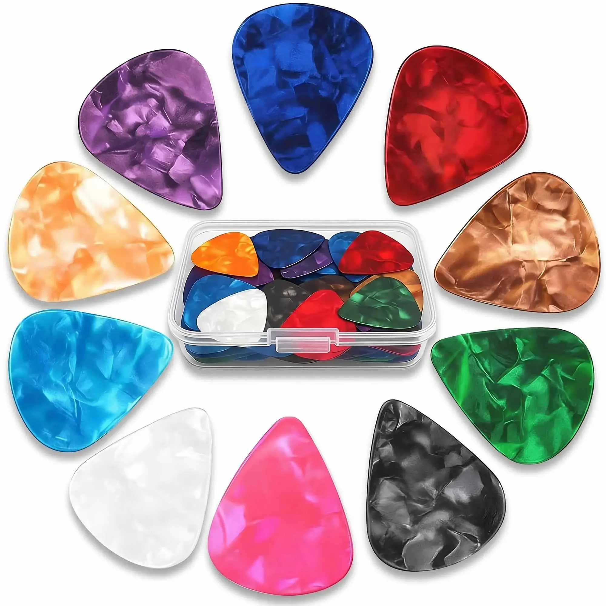 Guitar Pick 20 Pcs Set with Organizer Box Thin Medium Heavy for Acoustic Electric Bass Ukulele Gift