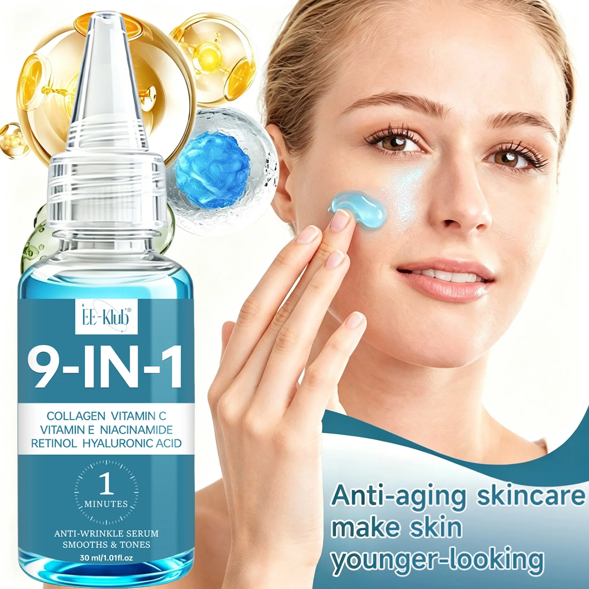 Nine-In-One Instant Firming & Lifting Serum, Tightens Sagging Skin, Hydrates and Moisturizes, Firms and Smoothes, Enhances Elasticity