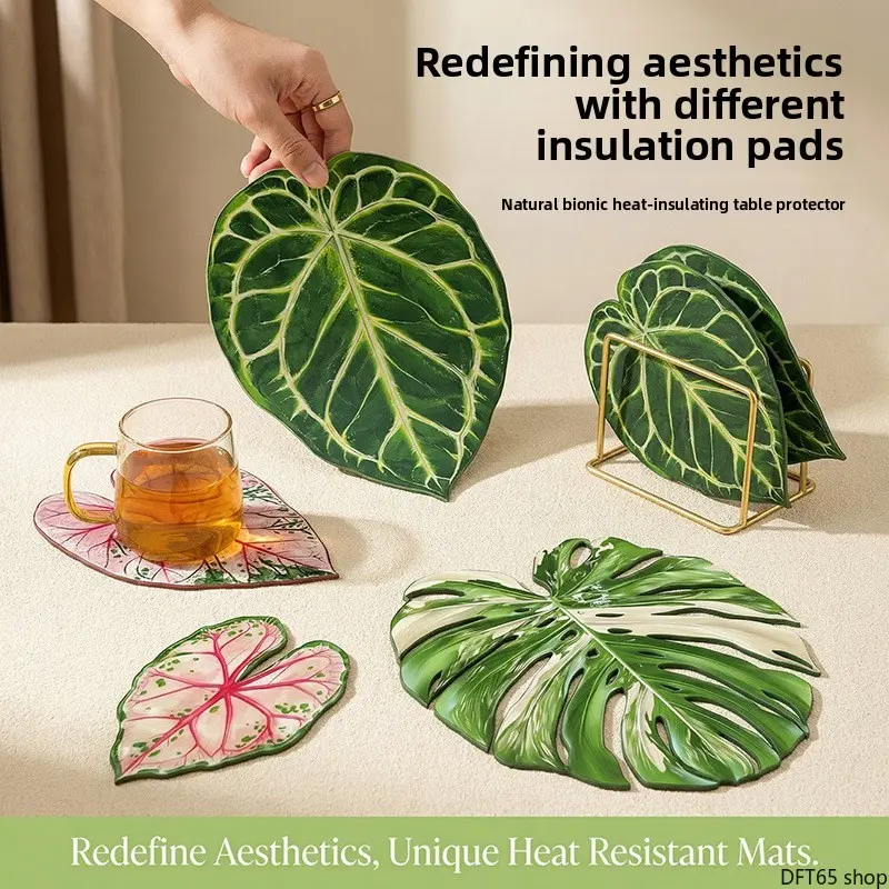 Synthetics Acrylic Coaster - Solid Tone Tropical Plant Printed, Smooth, Heat Resistant, Waterproof, Wipe Clean Flat Panel for Household Coffee/Tea Cup Placement, Minimalist Ins Style Household Decor DIY Bag Accessory
