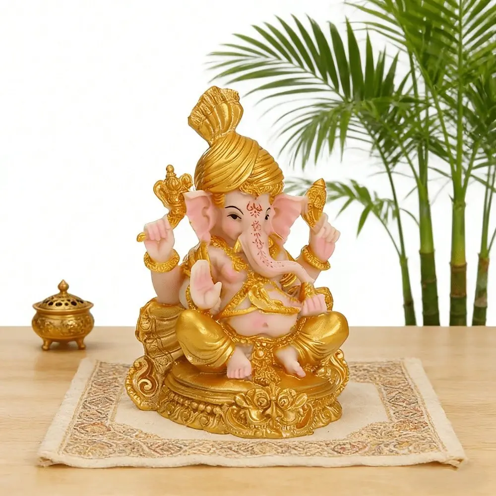 Southeast Asian Style Hindu Ganesha Statue, Resin Wealth God Decor, Living Room, Entrance, Office Desk Decoration, Diwali Gift, Moving Gift
