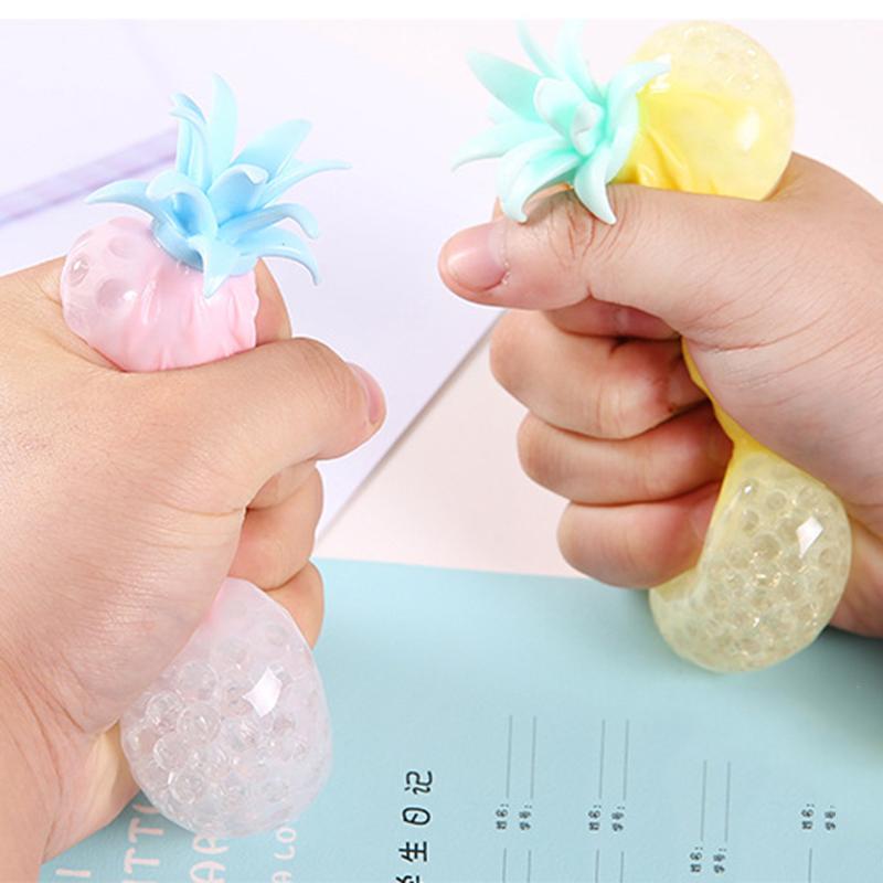 Pineapple Stress Ball Water Feeling Squishy Vent Toys Water Beads Squeeze Fidget Toy Anxiety Stress Relief Toy Sensory Squish