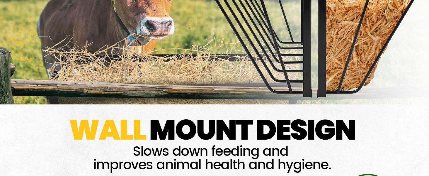 Hay Feeder Hay Rack Wall Mount Horse Goat Feeder, Heavy Duty Livestock Feeder with Rounded Edges for Farm Sheep Horses Cattle Cows etc Feeding Steel