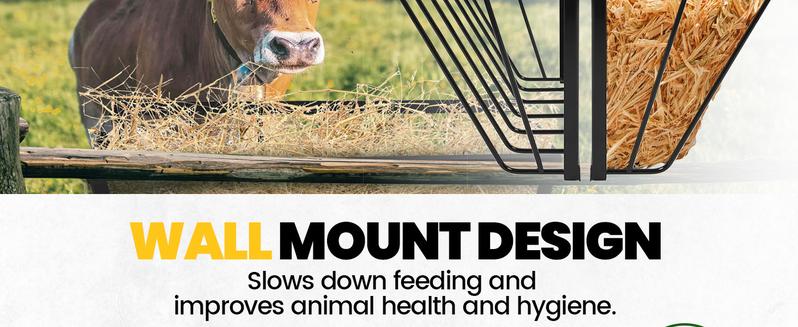 Hay Feeder Hay Rack Wall Mount Horse Goat Feeder, Heavy Duty Livestock Feeder with Rounded Edges for Farm Sheep Horses Cattle Cows etc Feeding Steel