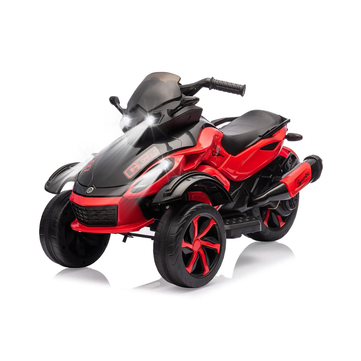 12V Electric Kids Ride-On ATV Motorcycle – 3-Wheel Battery Powered Vehicle with LED Lights, Music, Treaded Tires