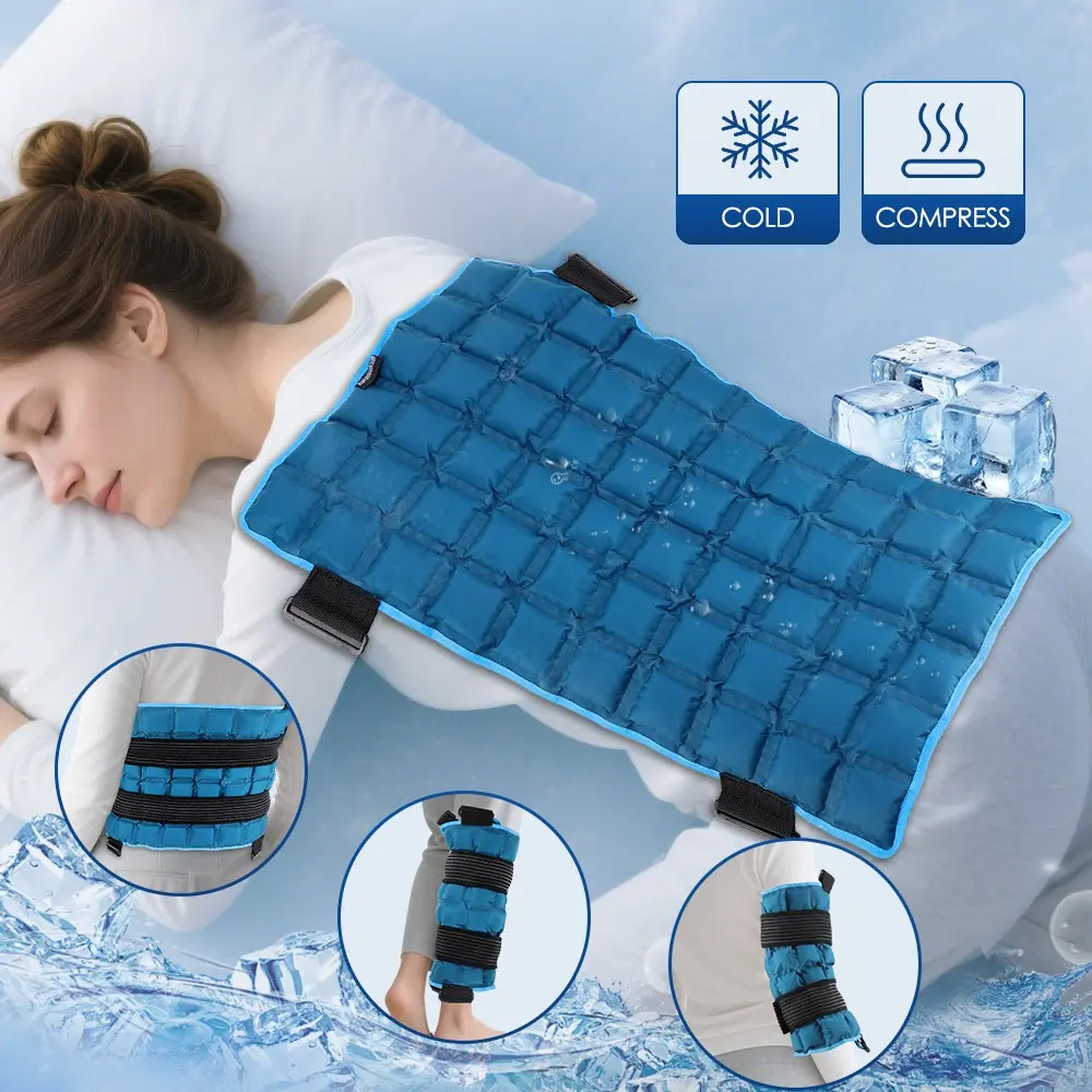 Blue High Molecular Resin Multi-Compartment Cold Hot Therapy Back Pad, Microwave Heating, Foldable, Reusable, Sports Injury Relief, Microwavable Heating Pad