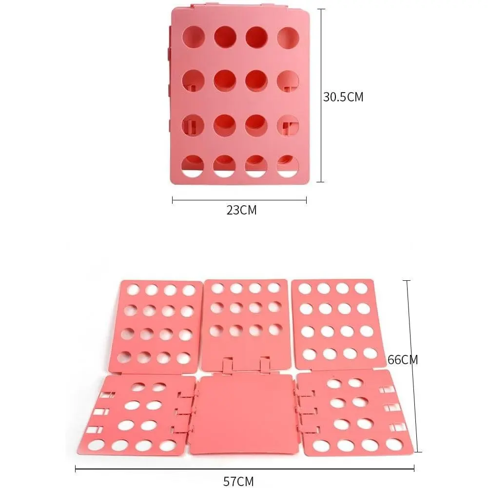 High-Quality Plastic Fast-Folding Clothes Folder Tool, Easy T-Shirt Organizer for Clothes Sorting, Portable Laundry Accessory for Adults (Pink)