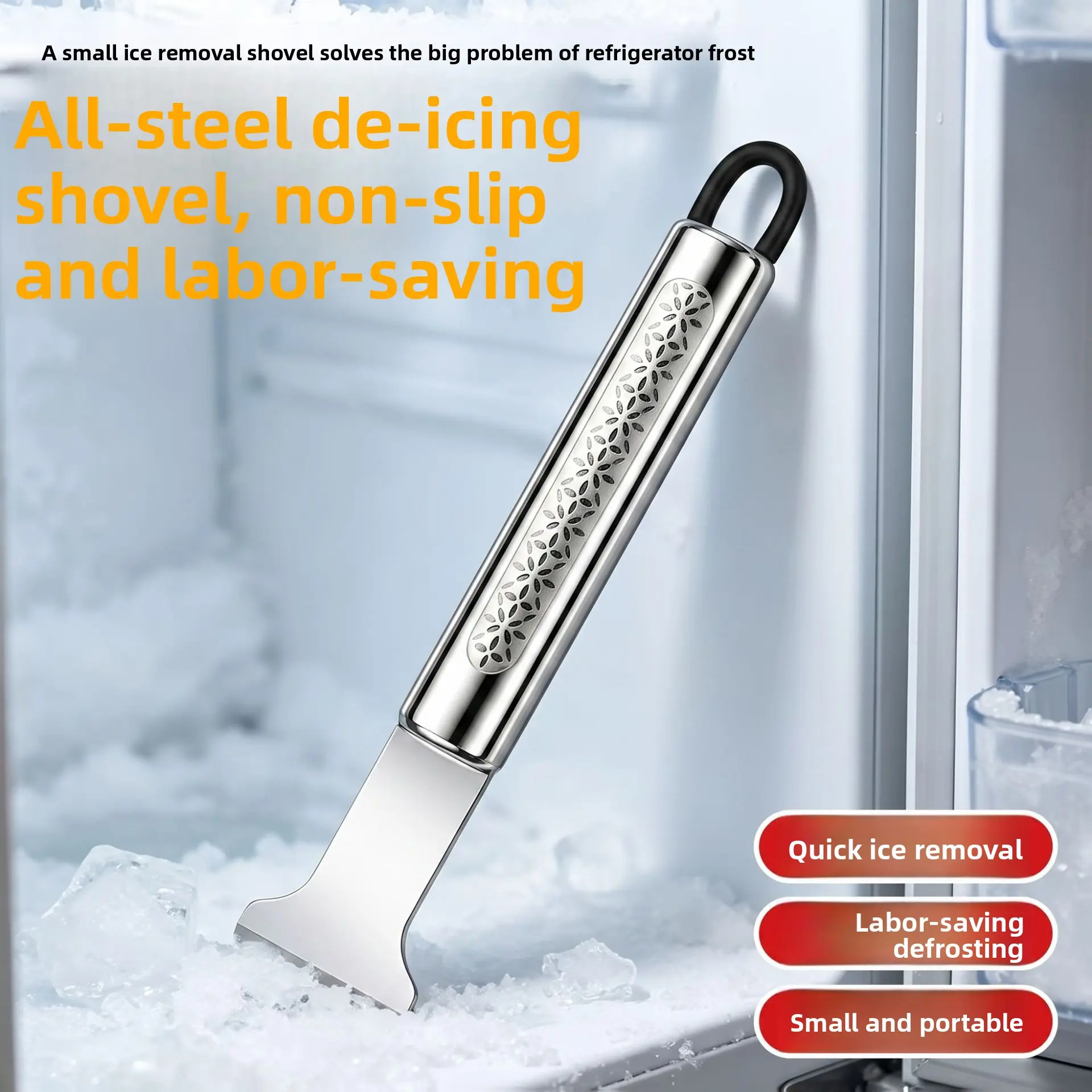 Stainless Steel Freezer Defrost Scraper, Heavy-Duty Ice Removal Tool for Refrigerators & Freezers, Thick Ice Scraper for Fast Frost Removal