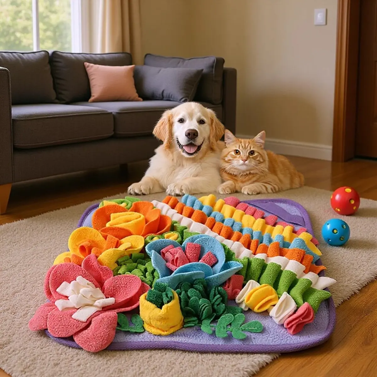 Snuffle Mat for Small Dogs, Treat Hiding Enrichment Toy, Slow Feeding & Foraging Puzzle Blanket to Burn Energy, Suitable for Cats