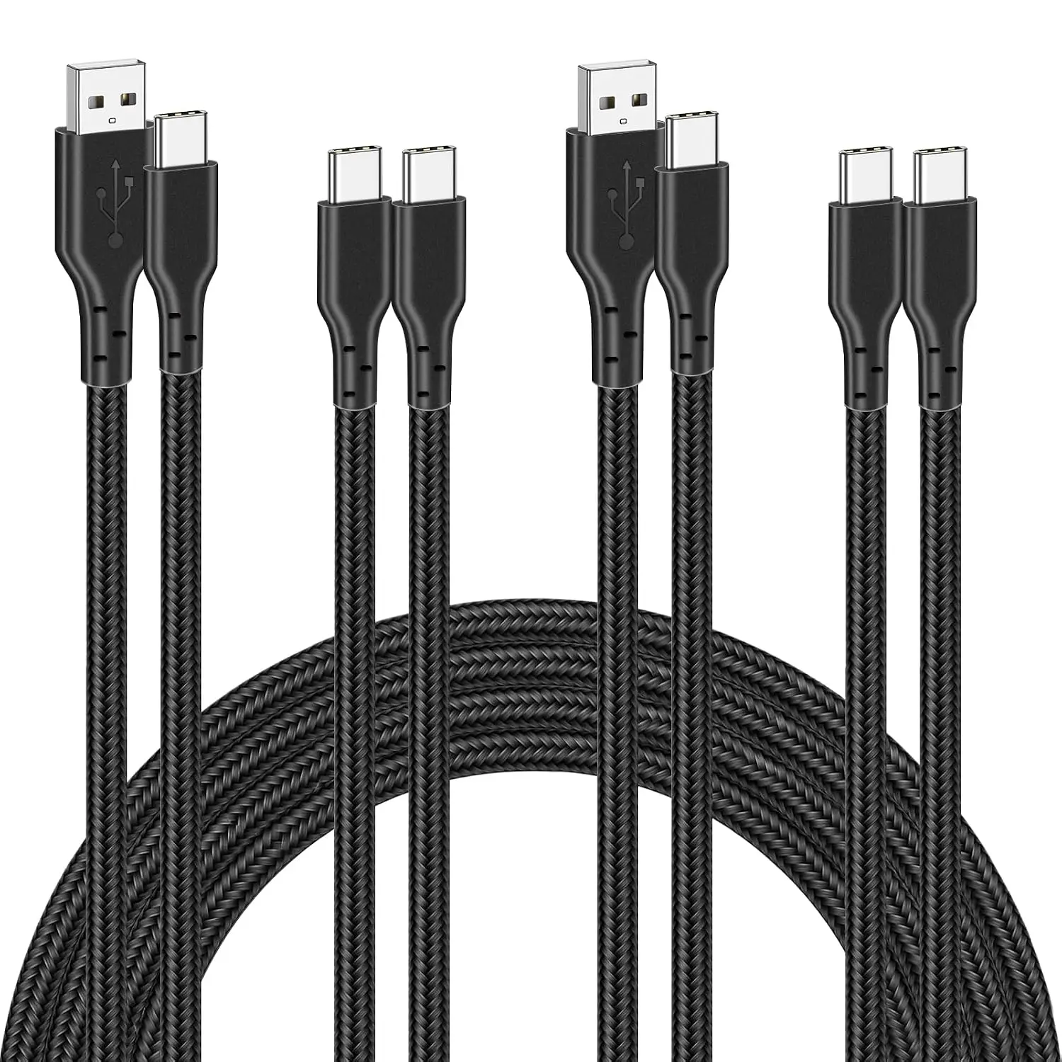 4 Pack Braided   60W 3.1FT(2 Pack USB to USB C and 2 Pack USB C to USB C) Type C 60W    for  17 Series/16 Series/15 Series,iPad,AirPods,Watch, and