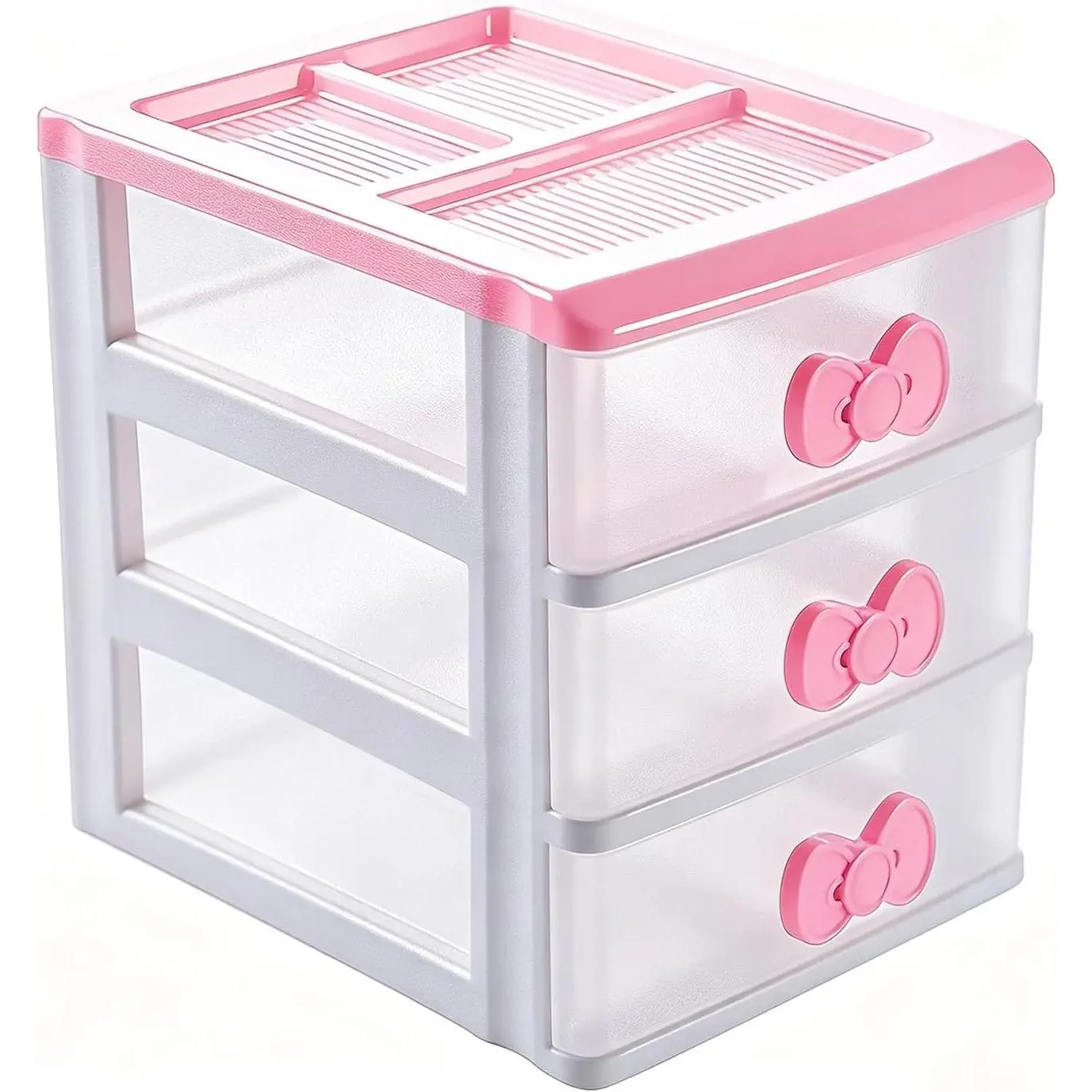 3 Drawers Small Pink Plastic Drawers Organizer, Kawaii Mini Desktop Storage Drawers, Small Pink Drawers Desk Organizer for Bathroom, Vanity, Office, BedroomGift.