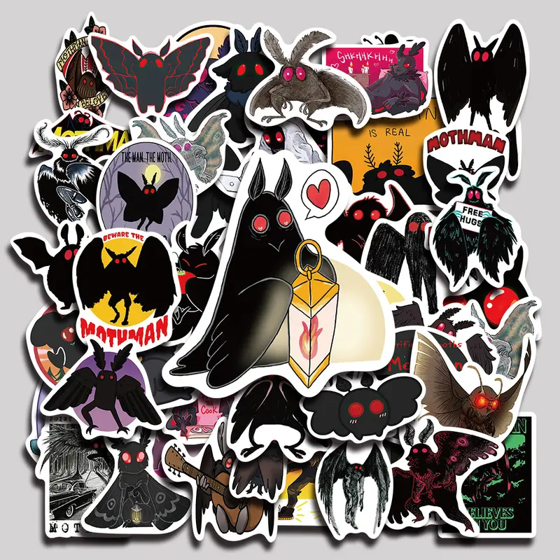 50PCS Mothman Aesthetic Vinyl Stickers Pack for Laptop Water Bottle Phone Case Skateboard Journal Scrapbook DIY Decoration