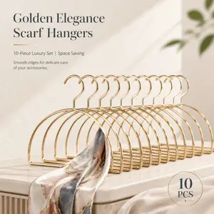 10 Pack Gold Metal Multi Loop Scarf Hanger, Space Saving Anti Slip Closet Organizer for Scarves, Belts, Ties & Headbands